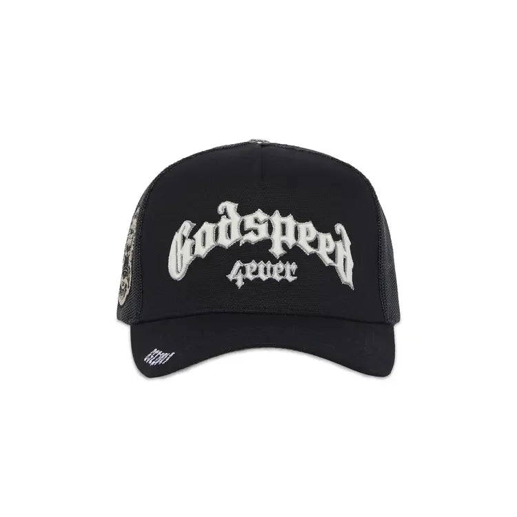 Godspeed 4ever Black Grey Trucker Hat