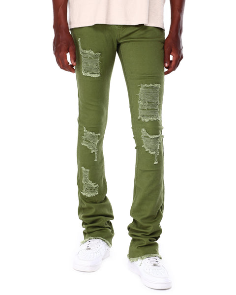 Raw Edge Super Stacked Flare Pants