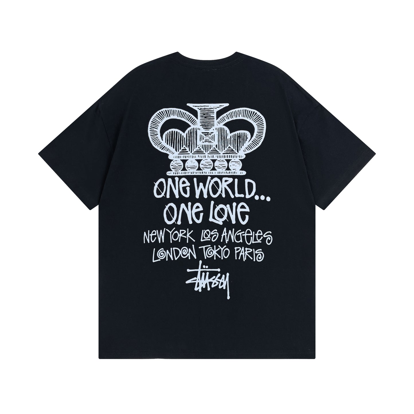 Stussy One World One Love Black Tee