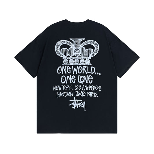 Stussy One World One Love Black Tee