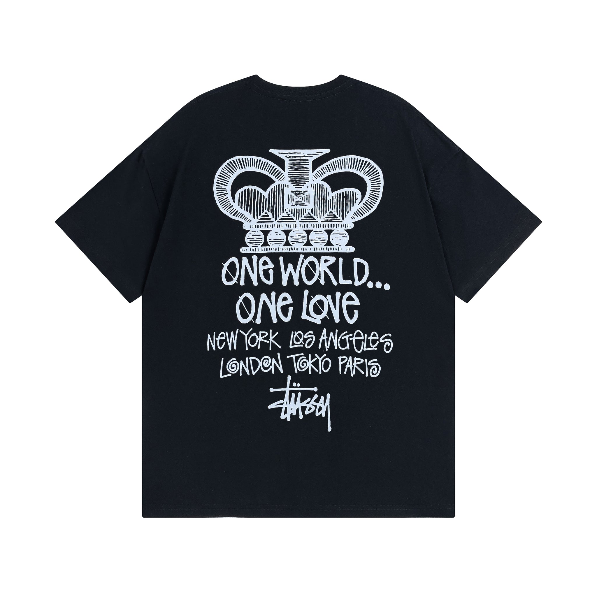 Stussy One World One Love Black Tee