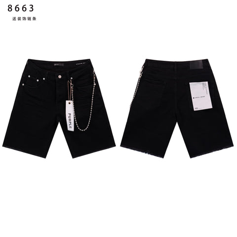 Purple Brand Pocket Chain Black Short Jeans