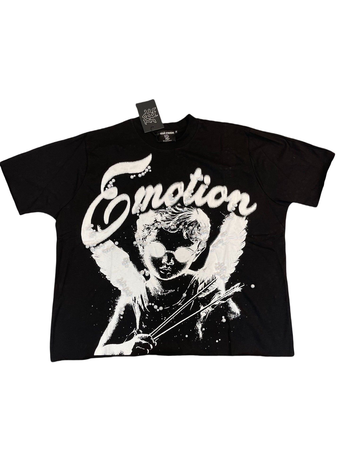 Mixed Emotions Black Pearl Cupid Cropped Tee