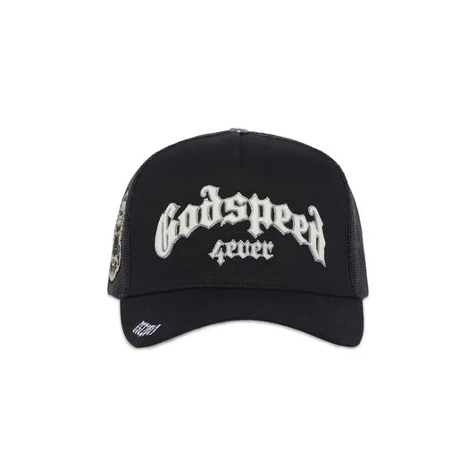 Godspeed 4ever Black Grey Trucker Hat