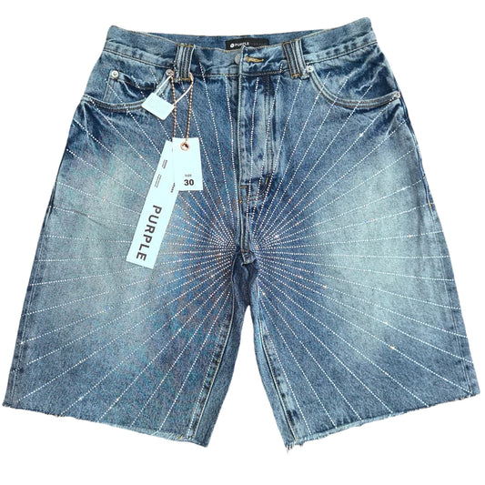Purple Rhine Stone Short Jeans
