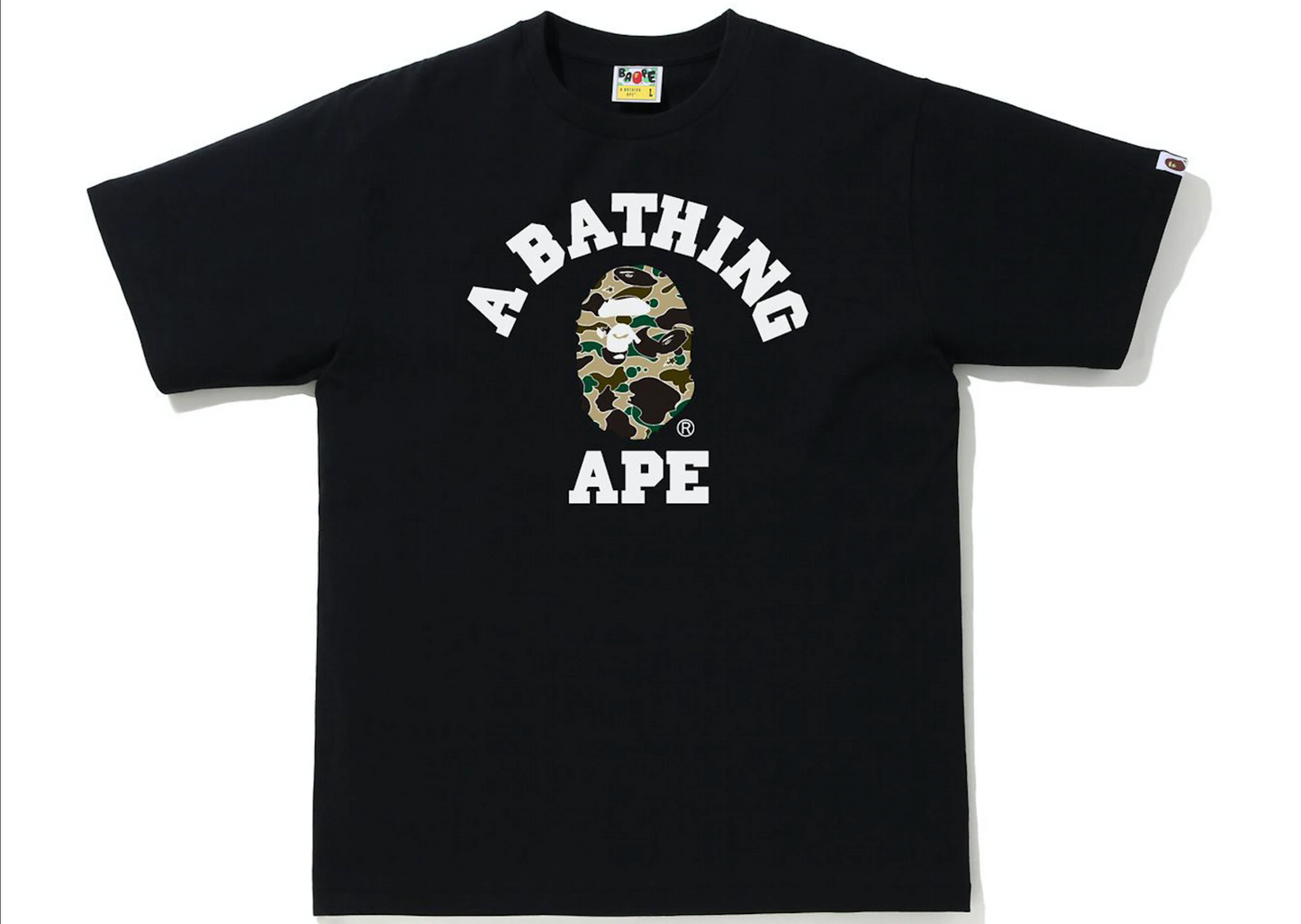 Bape Sta College Tee Black Yellow Camo