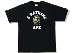 Bape Sta College Tee Black Yellow Camo