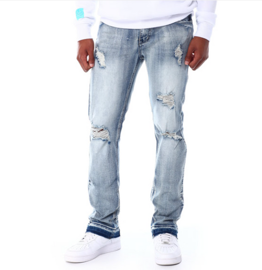 Rip Stacked Indigo Jeans