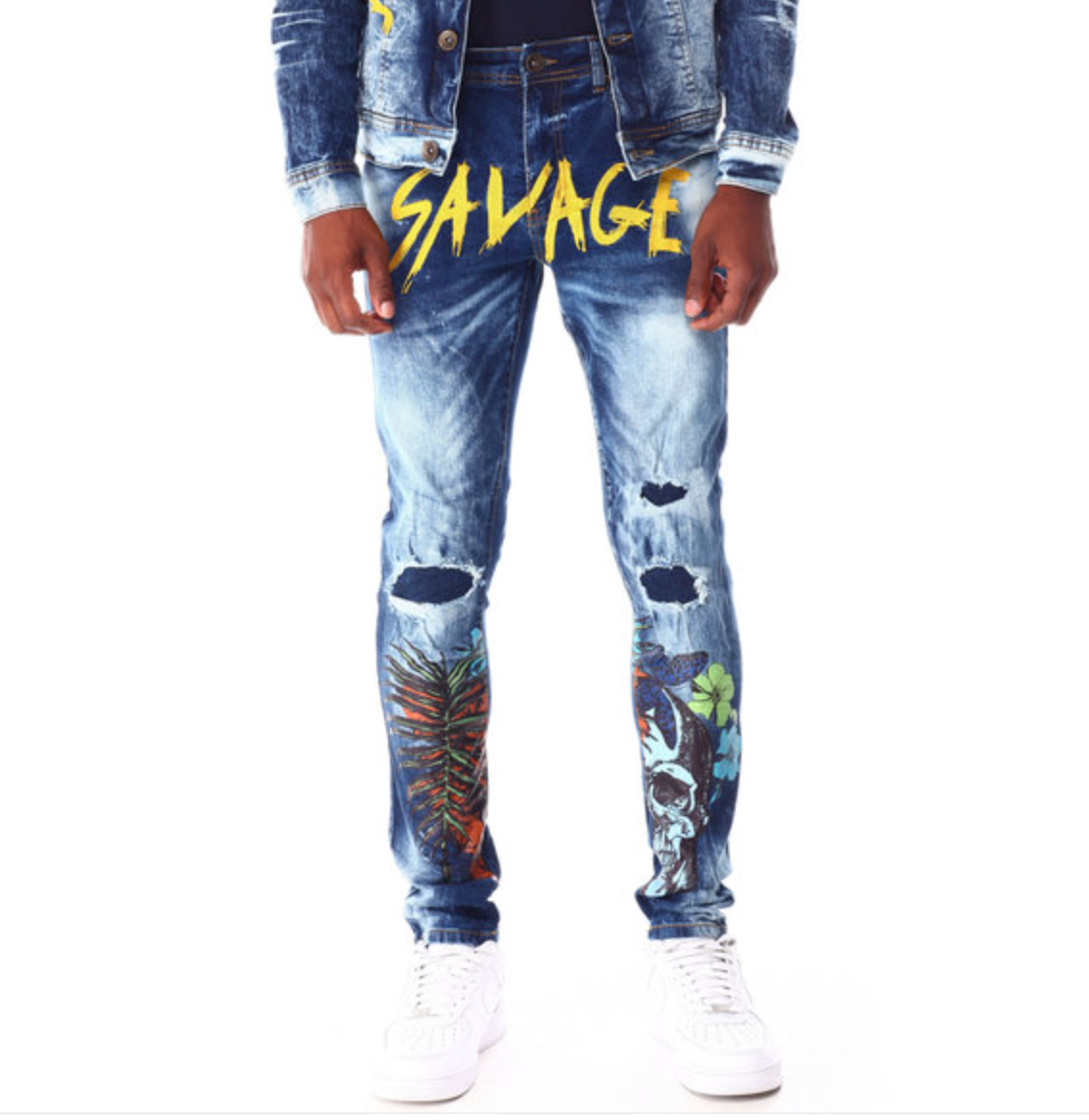 Savage Graphic Blue Jeans
