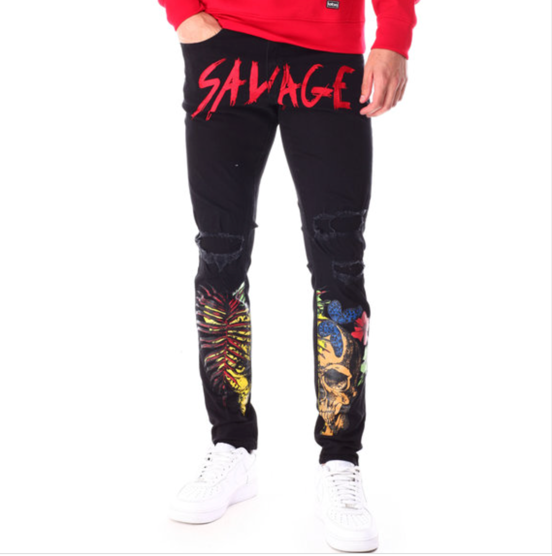Savage Graphic Black Jeans