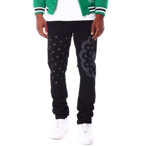 Cross Paisley Pattern Jean
