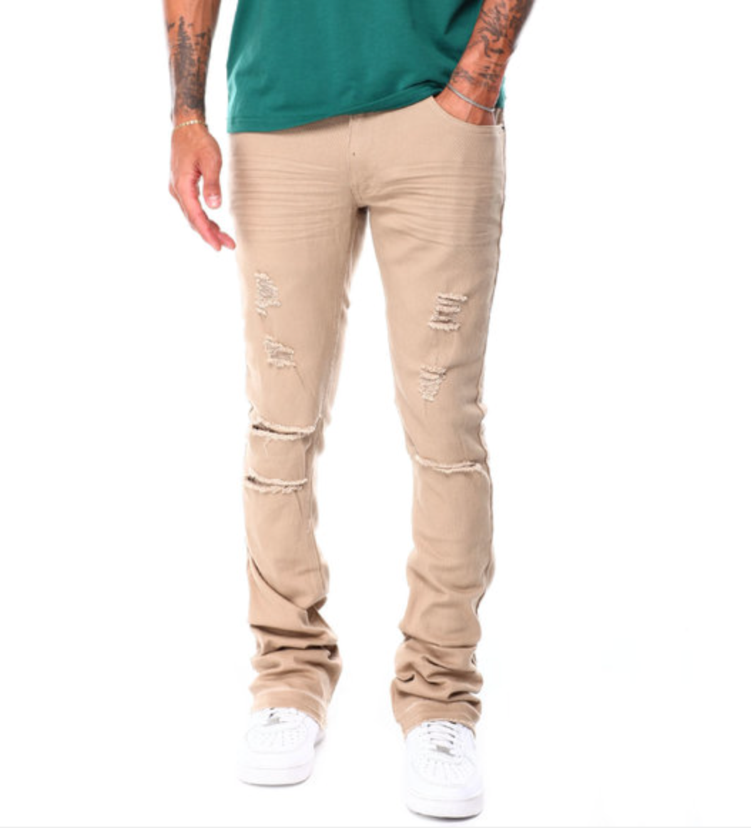 Khaki Stacked Jeans