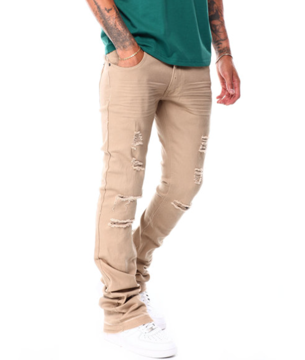 Khaki Stacked Jeans