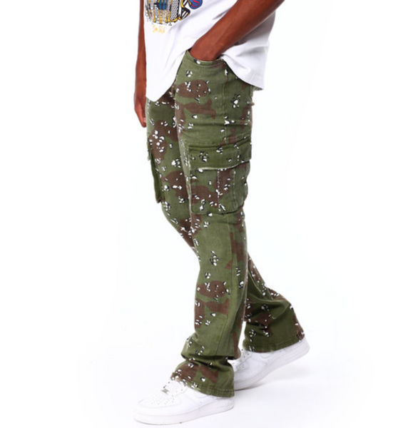 Green Guerilla Camo True Stacked Cargo Pants