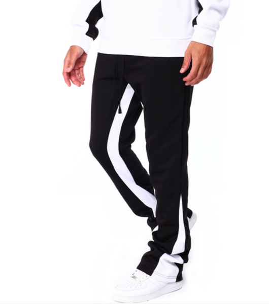 Black Stacked Fit Track Pant