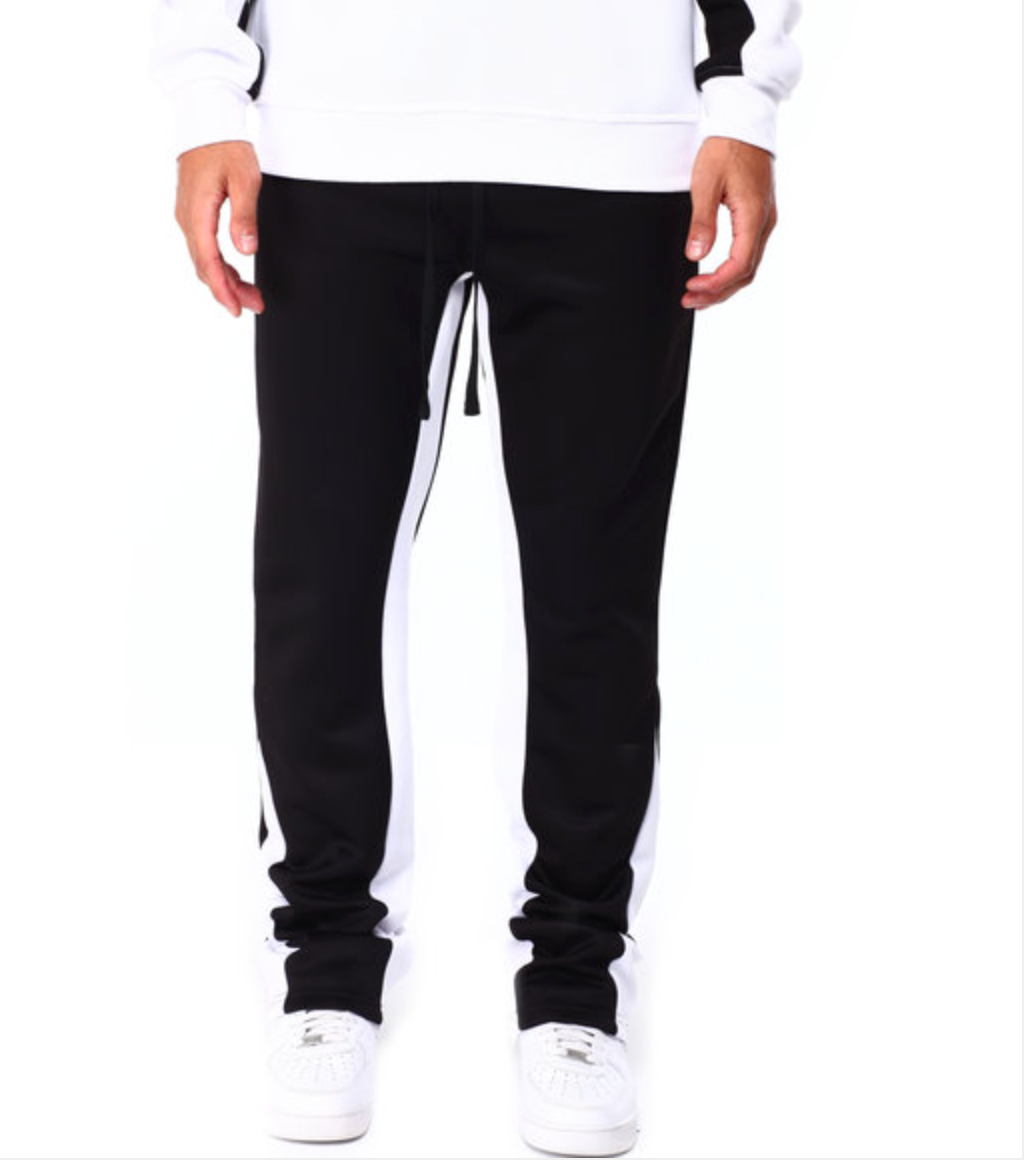Black Stacked Fit Track Pant